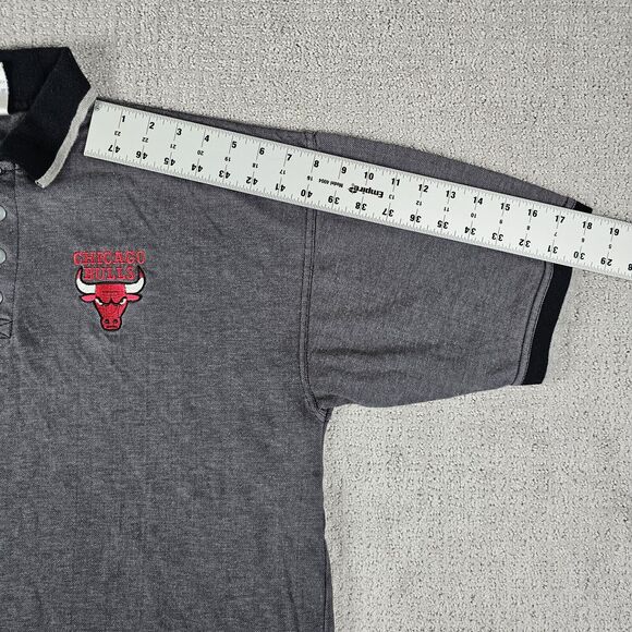 Chicago Bulls Midwest Embroidery short-sleeved polo shirt Gray/Black Men's L - Picture 4 of 8